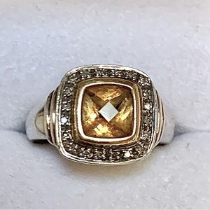 Sterling Silver Citrine & Diamond Ring